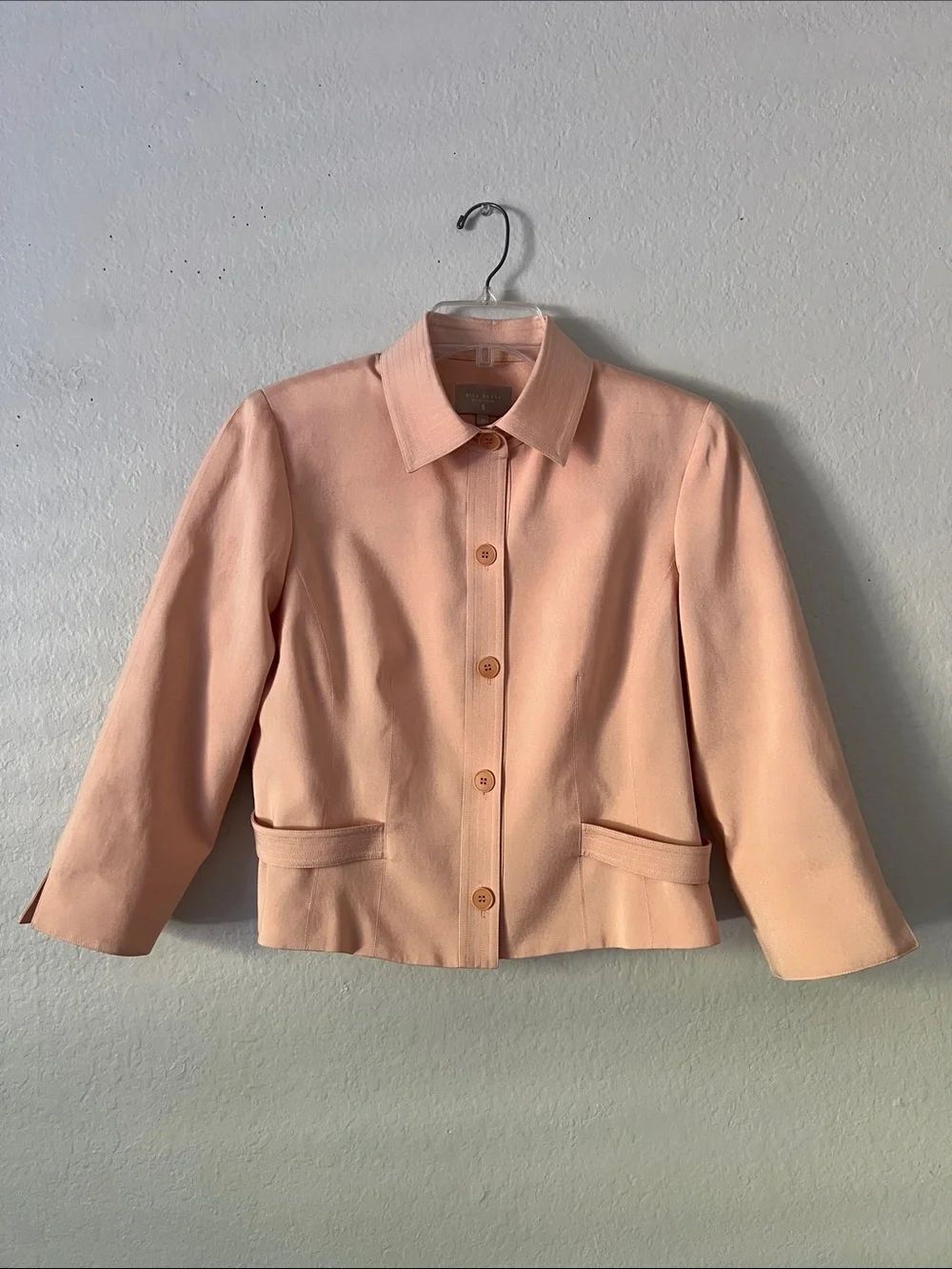 EUC BILL BLASS Button Front Blazer Silk Salmon Hue Size 10
